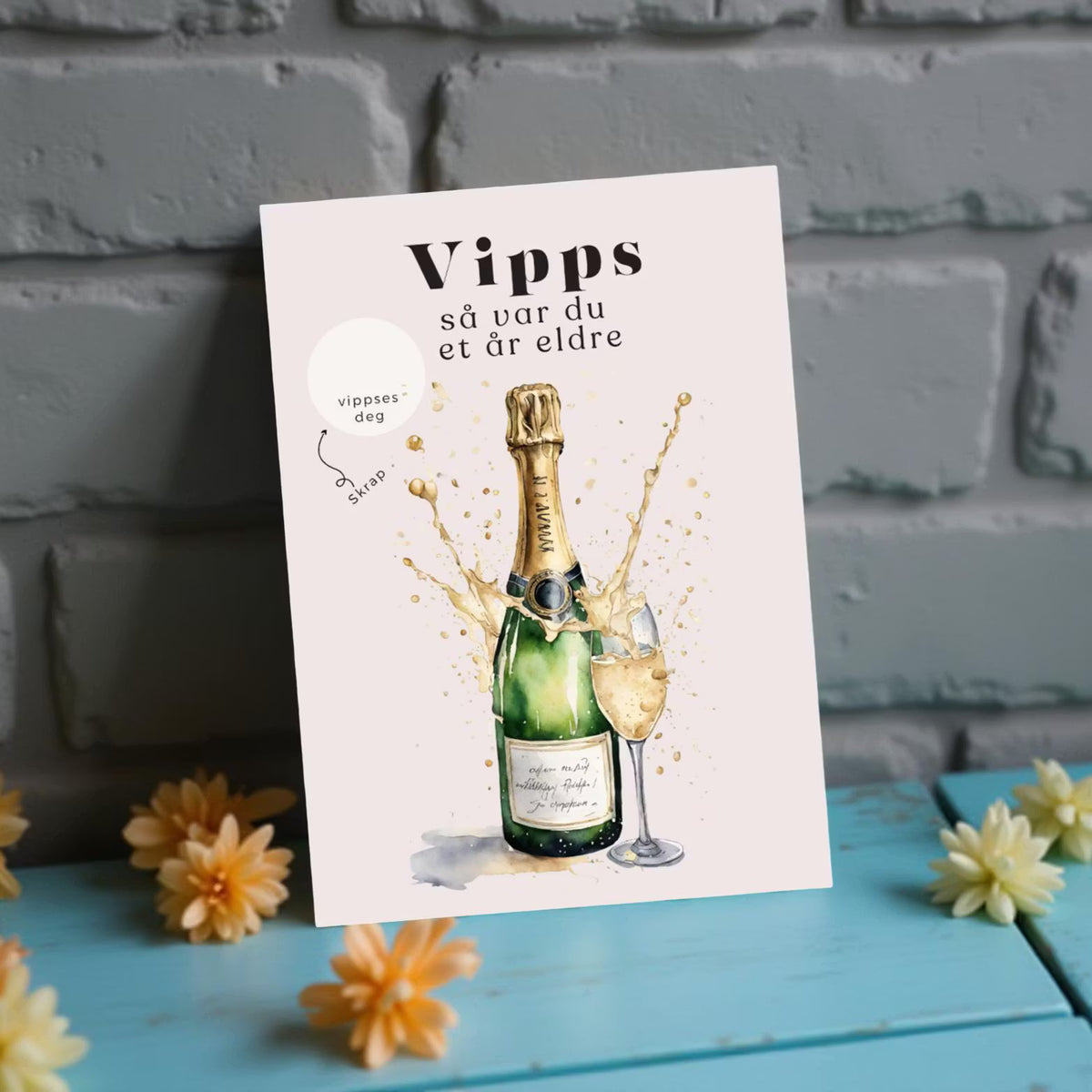 Vipps skrapekort fra Emerense – morsomme og personlige kort til alle anledninger. Skriv gaven, dekk med skrapemerket og la mottakeren skrape frem overraskelsen. Med konvolutt. Finnes også som standard anledningskort uten Vipps.