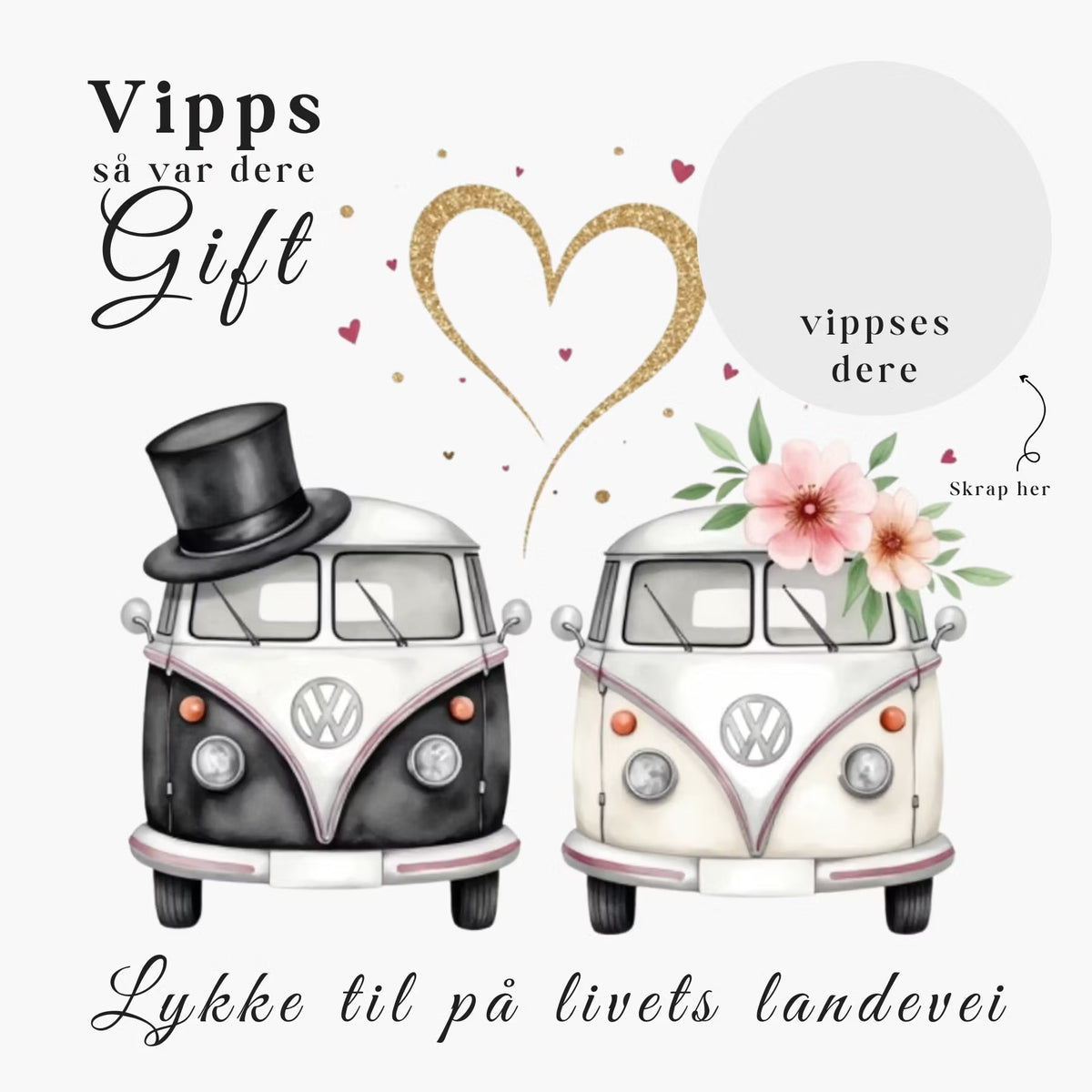 Vipps skrapekort fra Emerense – morsomme og personlige kort til alle anledninger. Skriv gaven, dekk med skrapemerket og la mottakeren skrape frem overraskelsen. Med konvolutt. Finnes også som standard anledningskort uten Vipps.