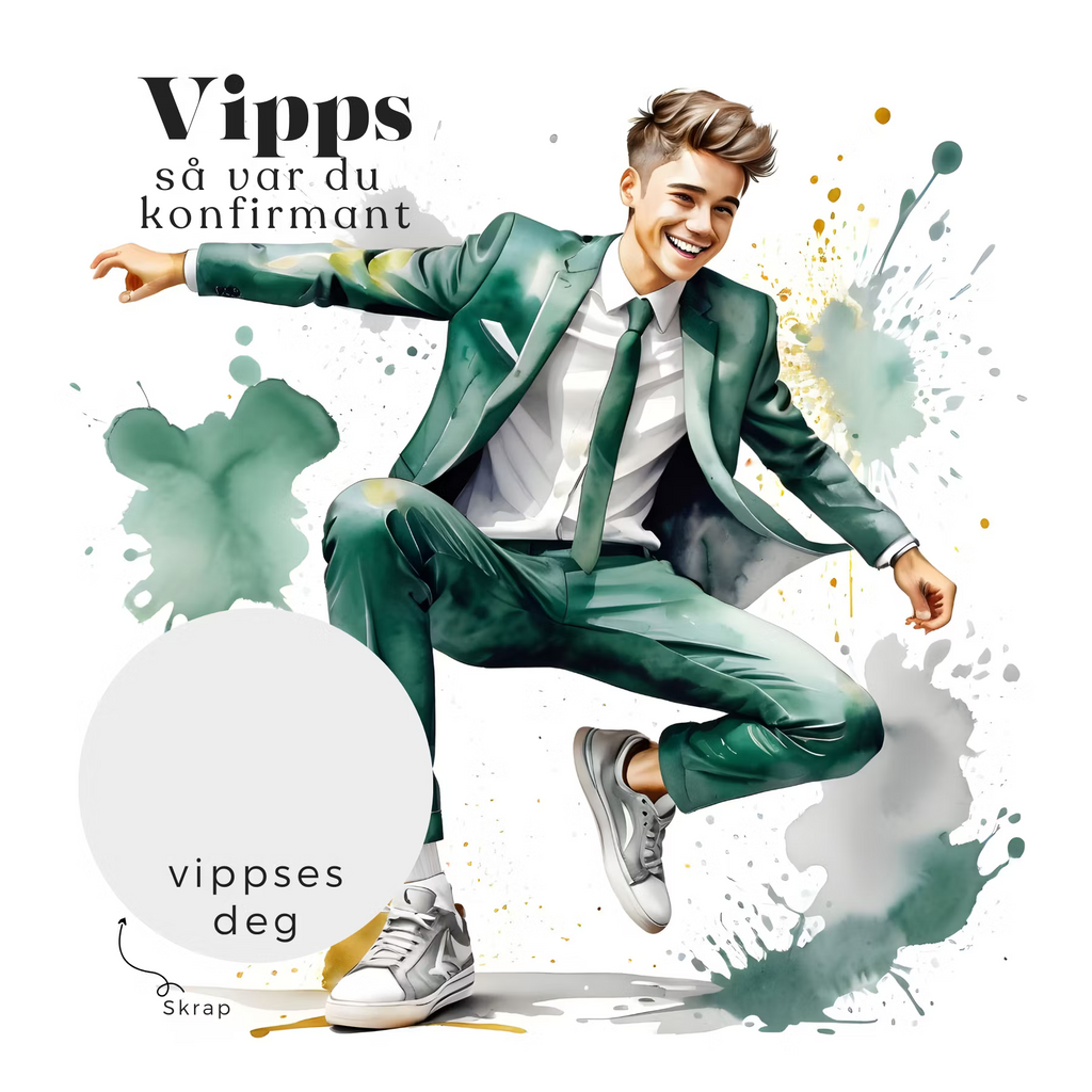 Vipps skrapekort fra Emerense – morsomme og personlige kort til alle anledninger. Skriv gaven, dekk med skrapemerket og la mottakeren skrape frem overraskelsen. Med konvolutt. Finnes også som standard anledningskort uten Vipps.