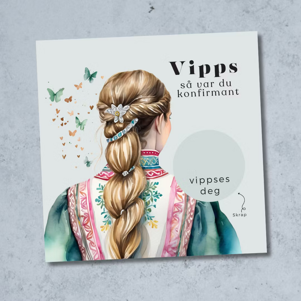 Vipps skrapekort fra Emerense – morsomme og personlige kort til alle anledninger. Skriv gaven, dekk med skrapemerket og la mottakeren skrape frem overraskelsen. Med konvolutt. Finnes også som standard anledningskort uten Vipps.