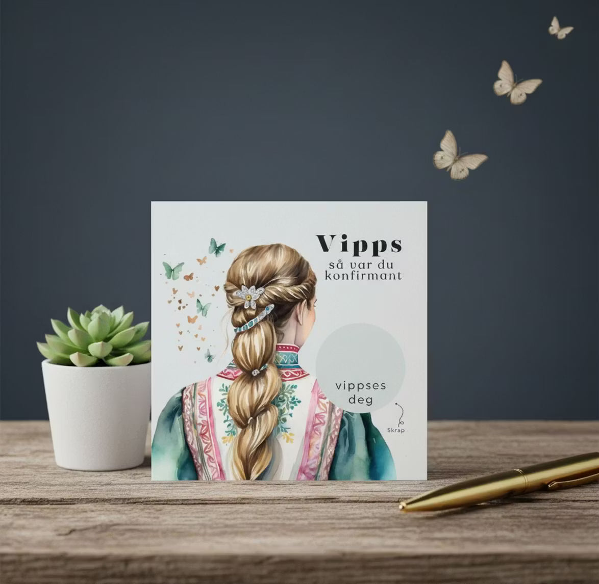 Vipps skrapekort fra Emerense – morsomme og personlige kort til alle anledninger. Skriv gaven, dekk med skrapemerket og la mottakeren skrape frem overraskelsen. Med konvolutt. Finnes også som standard anledningskort uten Vipps.