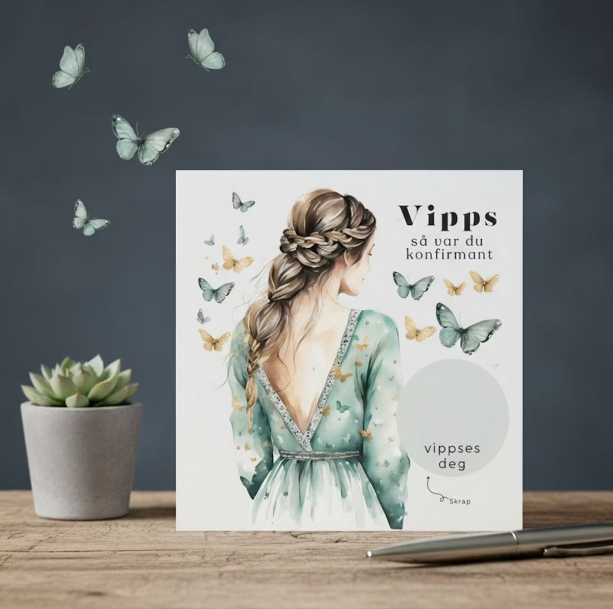 Vipps skrapekort fra Emerense – morsomme og personlige kort til alle anledninger. Skriv gaven, dekk med skrapemerket og la mottakeren skrape frem overraskelsen. Med konvolutt. Finnes også som standard anledningskort uten Vipps.