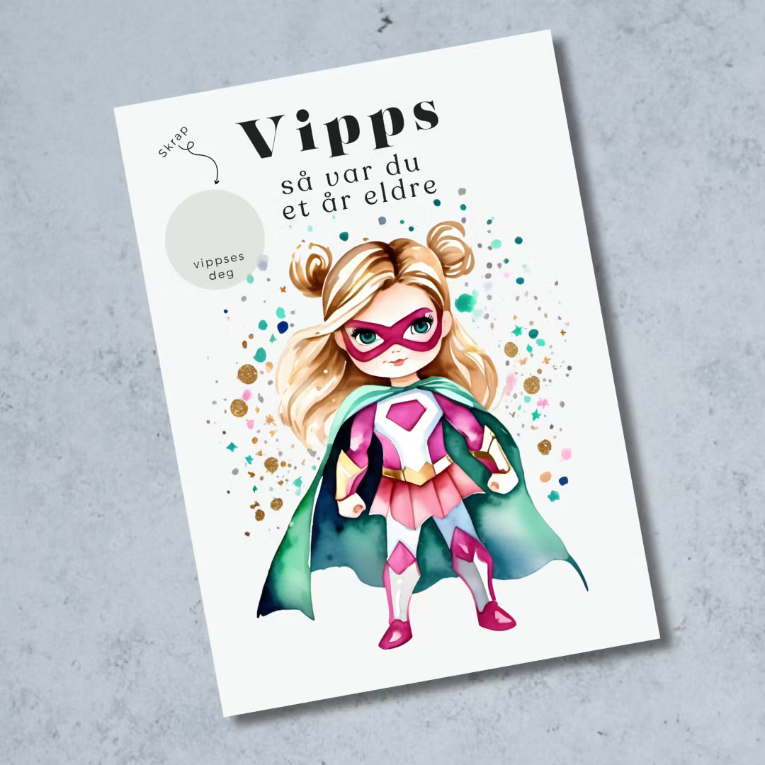 Vipps skrapekort fra Emerense – morsomme og personlige kort til alle anledninger. Skriv gaven, dekk med skrapemerket og la mottakeren skrape frem overraskelsen. Med konvolutt. Finnes også som standard anledningskort uten Vipps.